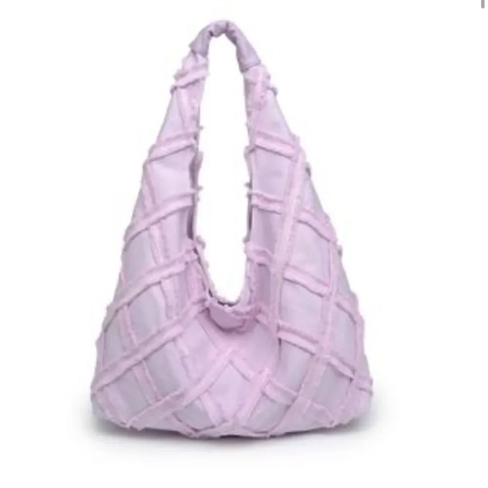 NWT Urban Expressions Barbuda Cotton Fringe light purple/Lilac Hobo Bag
